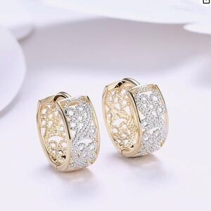 Filigree Hoop Earrings - 14k Champagne Gold